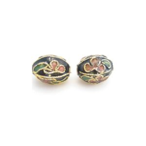 Cloisonne Ovale Perler 11 Mm Sorte - 2 Stk