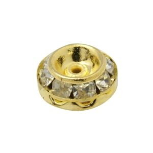 Guld Ufo 9 Mm Med 2 Rækker Stene - 2 Stk