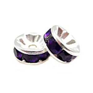 Sølv Fs Rondel 8mm - Mørk Lilla - 2 Stk