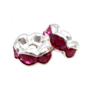 Sølv Fs Rondel 8mm - Pink - 2 Stk