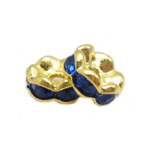 Guld Rondel 6mm - Blå - 4 Stk
