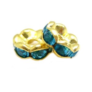 Guld Rondel 6 Mm - Turkis - 4 Stk
