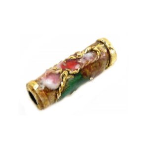 Cloisonne Tube Brun - 4 Stk