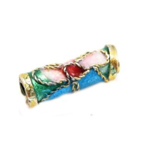 Cloisonne Tube Grøn - 4 Stk