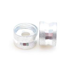 Sølv Metal Perle Med Skåret Ring 6 mm - 10 Stk