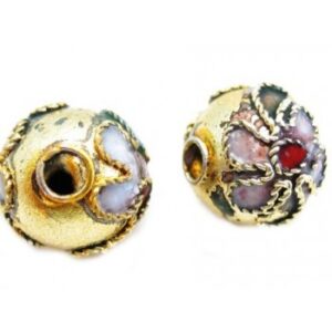 Rund 8mm Guld Cloisonne - 2 Stk