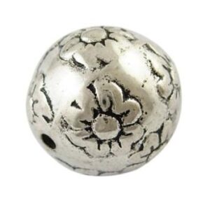 Flot Sølv Perle Med Blomster 16 Mm / 1,8 Mm