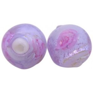 Rosa / Lilla Glas Perle Med Rose 10 Mm / 1 Mm