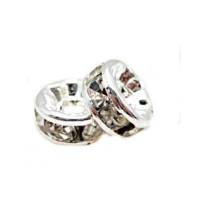 Sølv Fs Rondel 6 mm - Klare Stene - 4 Stk