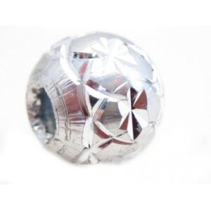 Diamant Skåret Rund Sølv Perle 8/ 3mm - 3 Stk