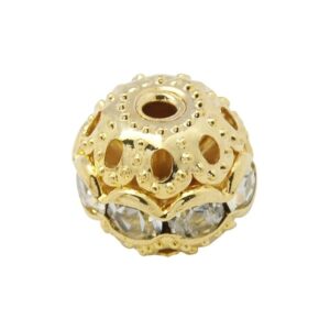 Guld Rhinstens Kugle Klare Stene 10 Mm - 2 Stk