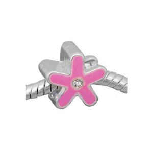 Pink Blomst Med Sten / 5 Mm Hul