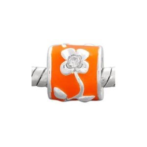 Led / Charms Med Orange Emalje Og Sten 10 / 5,2 Mm