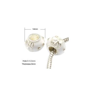 Hvid Emalje Led Med Stene Sølv - 14 / 5 Mm