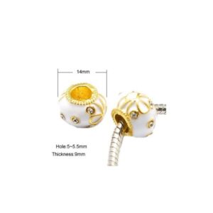 Hvid Emalje Led Med Sten Guld - 14 / 5 Mm
