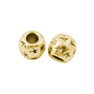 Guld Perle / Charms Med Stjerner 10,5 / 5 Mm