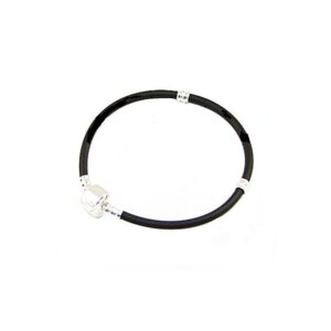 Sort Gummi Armbånd 19 Cm Sølv Belagt Lås