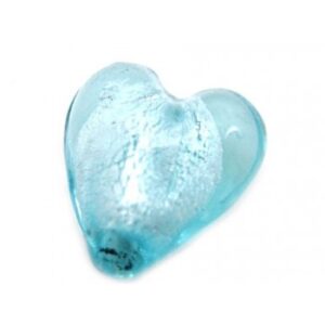 Glas Hjerte Folierede Turkis 12 mm - 2 Stk