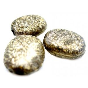 Silkebørstet Guld Brun Oval Flad 12 mm- 3 Stk