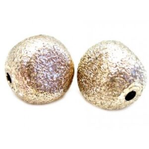 Silkebørstet Guldfarvet perler 12 mm - 2 Stk