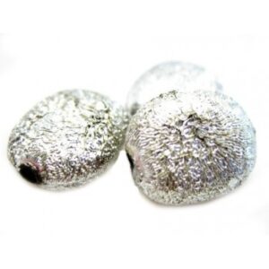 Silkebørstet Oval Flad Sølv 12 mm - 3 Stk