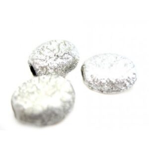 Silkebørstet Oval Flad Sølv 8 mm - 6 Stk