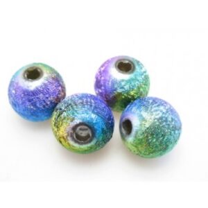 Silkebørstet Regnbue Perle 6 Mm - 10 Stk