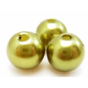 Voks Perle 10 Mm Lys Oliven Grøn - 10 Stk