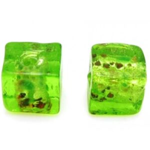 Håndlavet Firkantet Glas Perle Grøn 8 / 1,5 Mm - 4 Stk