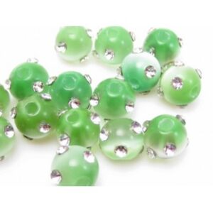 Cat Eye Perle Med Stene 8 Mm - Grøn