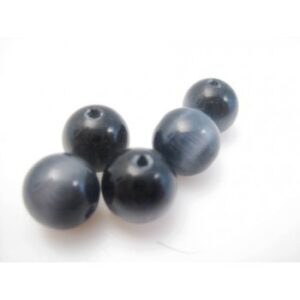 Cat Eye Perle 8mm Mørk Grå - Sort - 10 Stk