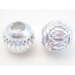 Sølv Perle Med Skåret Mønster 11 / 4 Mm - 3 Stk