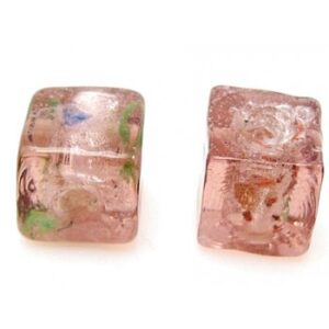 Håndlavet Firkantet Glas Perle Gl. Rosa 8 / 1,5 Mm - 4 Stk