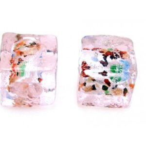 Håndlavet Firkantet Glas Perle Rosa 8 / 1,5 Mm - 4 Stk