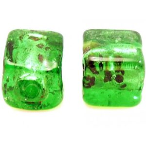 Håndlavet Firkantet Glas Perle Mørk Grøn 8 / 1,5 Mm - 4 Stk