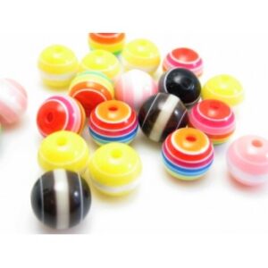 Stribede Farvede Perler 8 mm - 20 Stk
