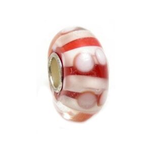 Glas Led / Charms Flot I Rød Og Hvide Farver