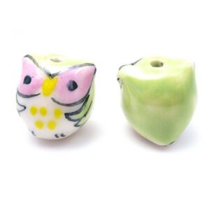 Porcelæns Ugle 15 Mm Æble Grøn