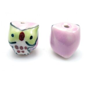Porcelæns Ugle 15 Mm Rosa