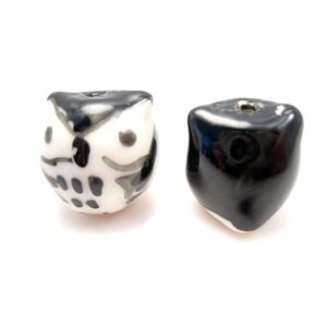 Porcelæns Ugle 15 Mm Sort