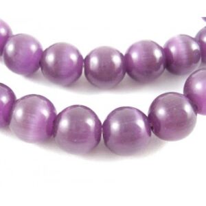 Cat Eye Perle 8 Mm Mørk Lilla - 10 St