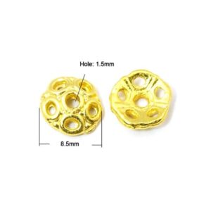 Perleskål Guld 8 / 2 mm - 14 Stk