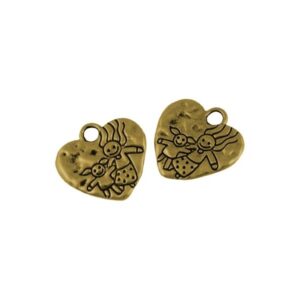 Hjerte Med Mor Og Barn 16 mm Guld - 2 Stk