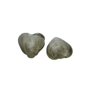 Glas Hjerte Folierede Smoked Grå 12/2 mm - 2 Stk