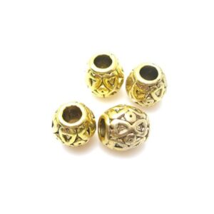Guld Perler Med Hjerte Mønster 8 / 3 Mm - 4 Stk