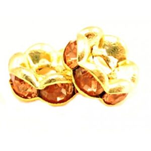 Guld Rondel 6 mm - Orange Sten - 4 stk