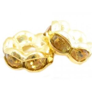 Guld Rondel 6 mm - Gule Sten - 4 stk