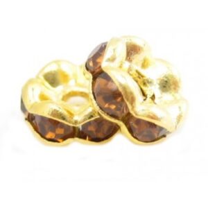 Guld Rondel 6 mm - Mellem Brune Sten - 4 stk