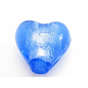 Glas Hjerte Folierede Mellem Blå 12 x 2 mm - 2 stk