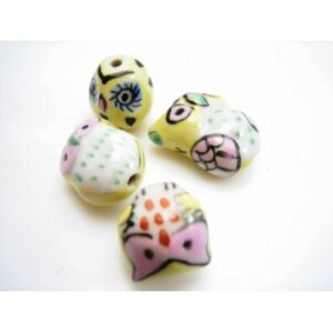 Porcelæns Ugle - Gul - 15-20 mm